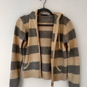 Brandy Melville Blue and White striped zip up hoodie